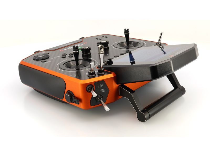 Jeti Fernsteuerung DS-24II Carbon Line Orange 24 Kanal, Dup Professioneller 24-Kanal-Sender mit Geber auf Rückseite und Carbon-Frontplatte