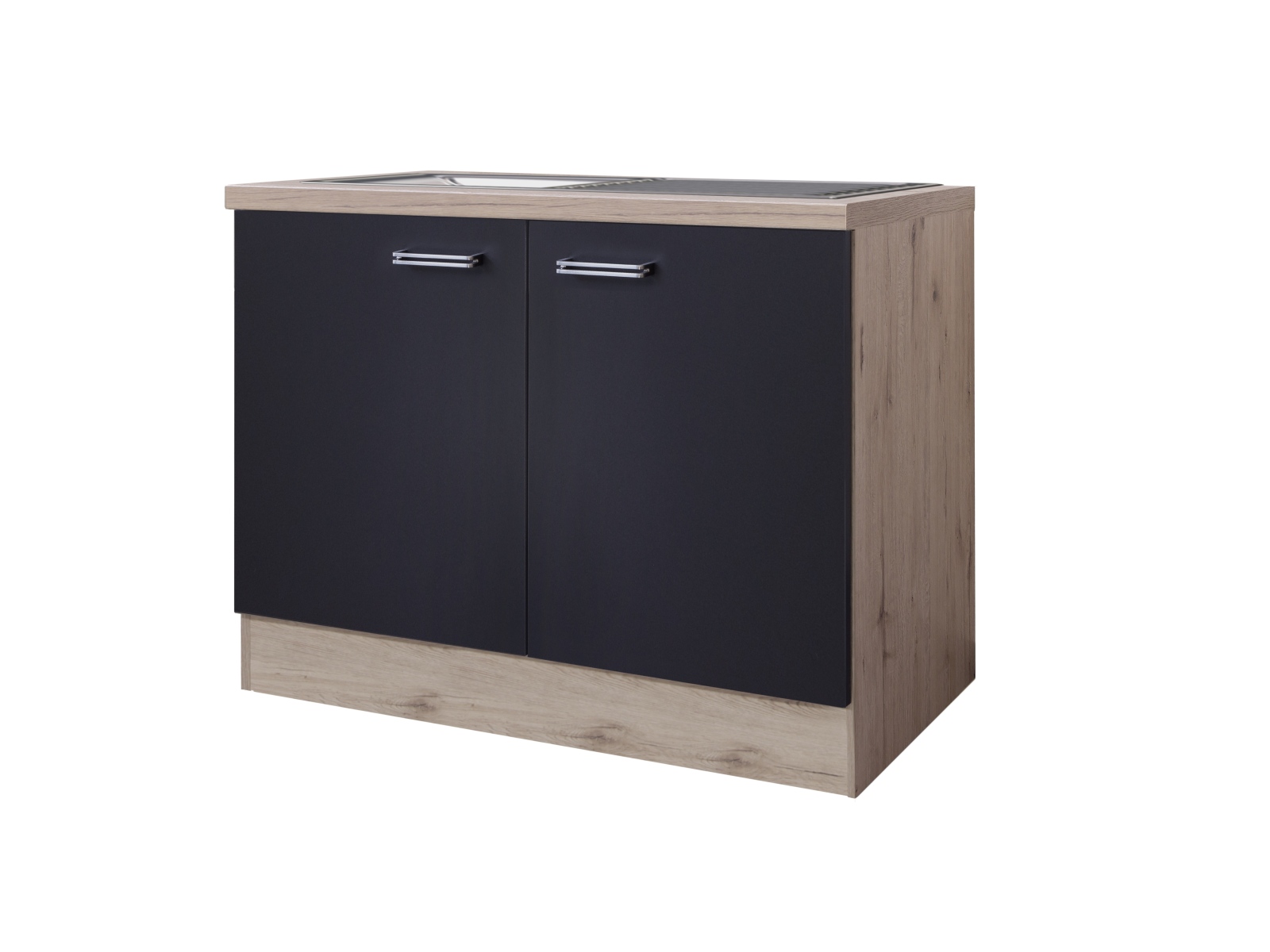 Spülenunterschrank RISENTO - anthrazit - San Remo Eiche - mit Spüle - 100 cm