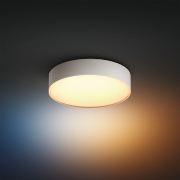 Philips Hue plafondlamp Enrave wit - warm tot koelwit licht 10W - Ø 26 cm - met 1 dimmer switch