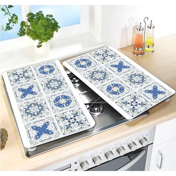 Set 2 couvre-plaques carreaux bleus Wenko by Maximex