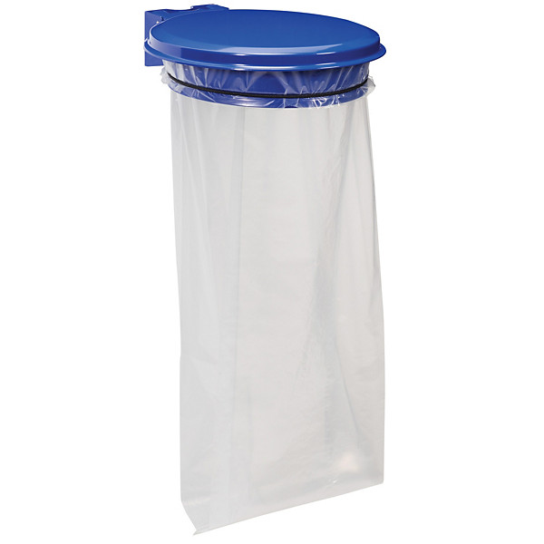 Support sac poubelle mural Rossignol bleu outremer avec couvercle 110 L