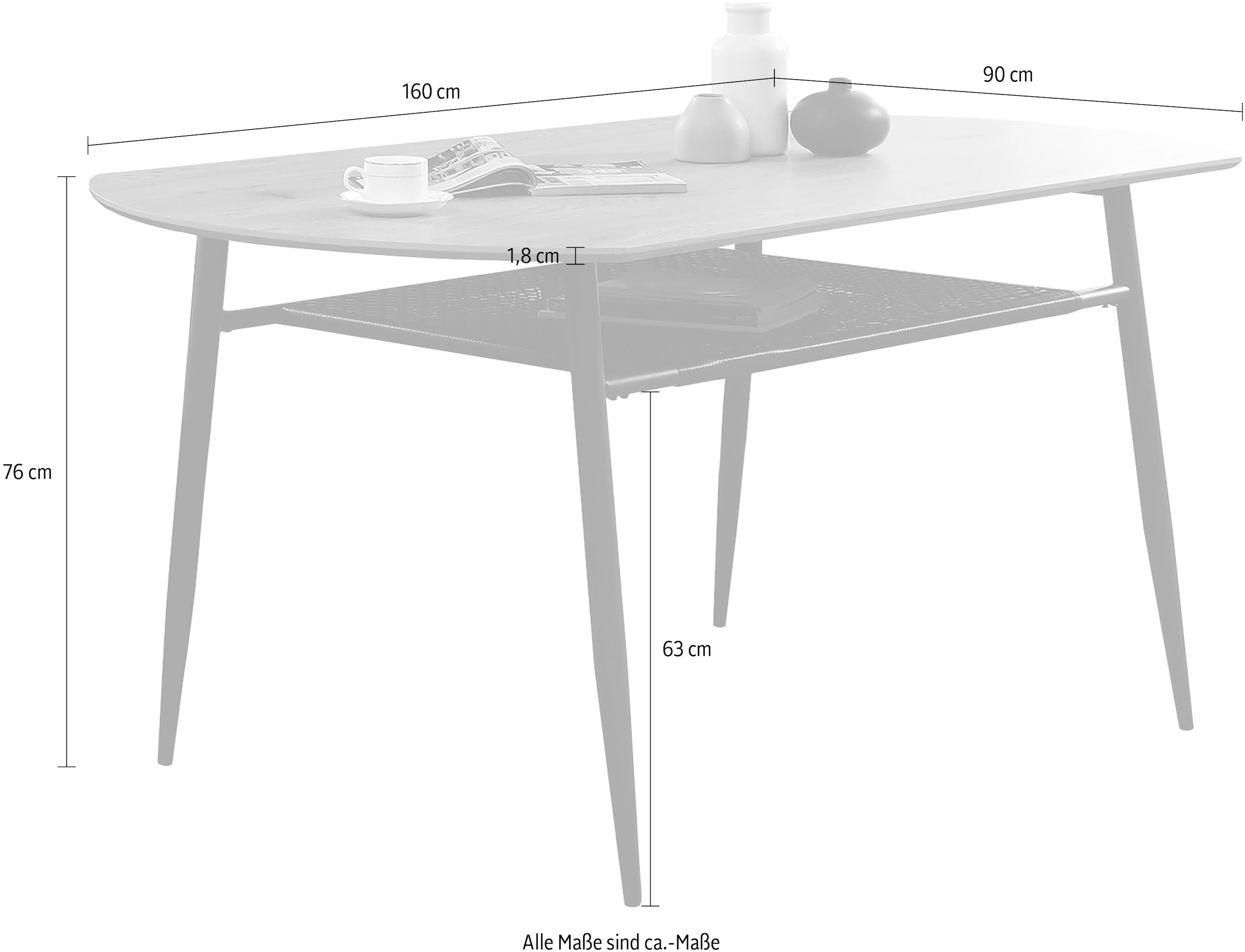 SalesFever Esstisch »Familienfreundlicher Tisch« Stilvolle Ablage aus Metall und Polyrattan