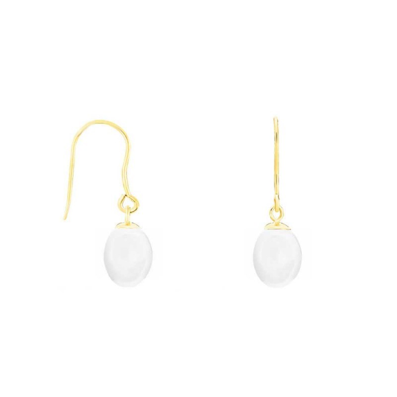 Boucles d'Oreilles Or Jaune Perles de Culture - Dormeuses