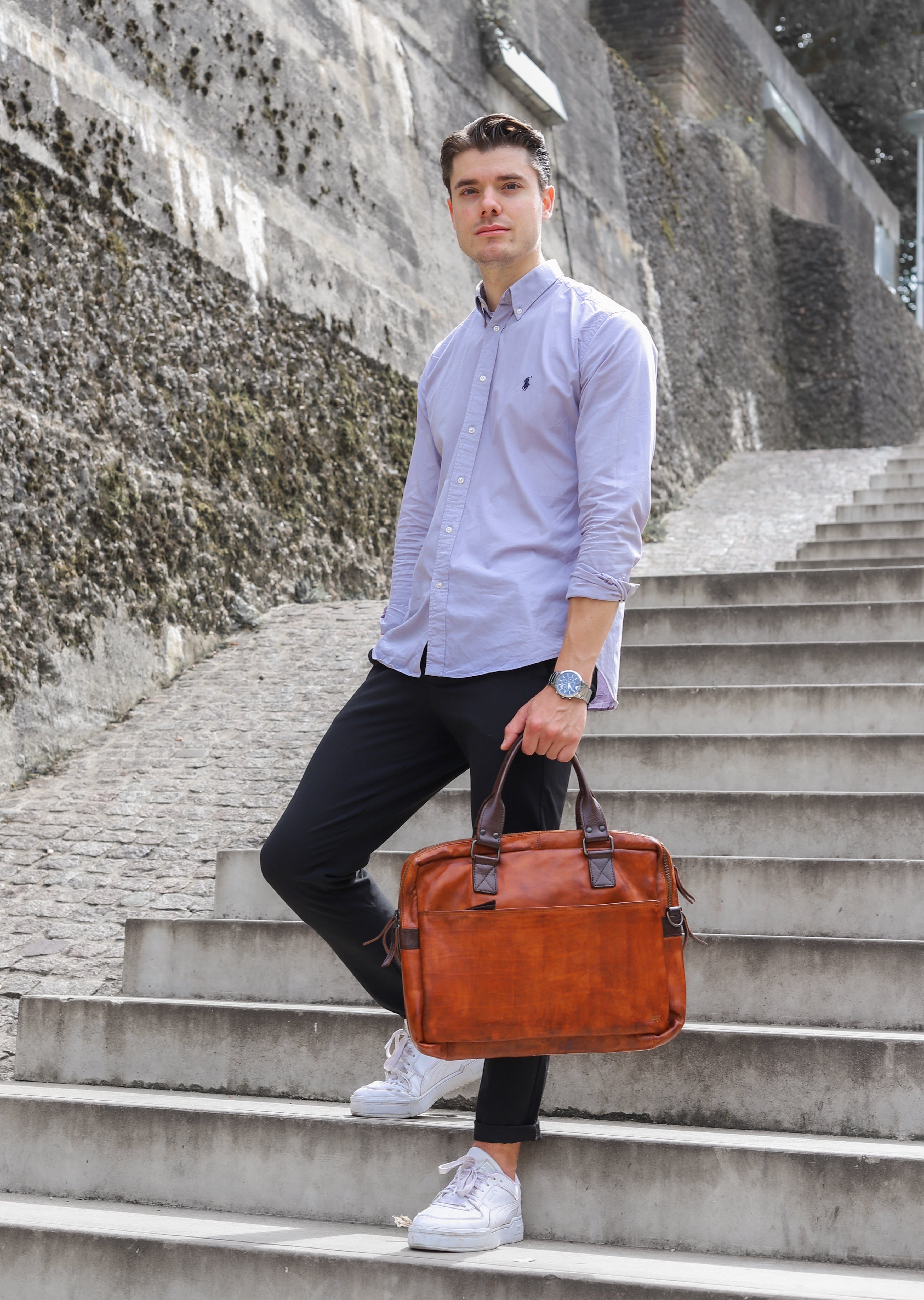 Laptoptas 'Leandro' cognac/donkerbruin Cognac/donkerbruin