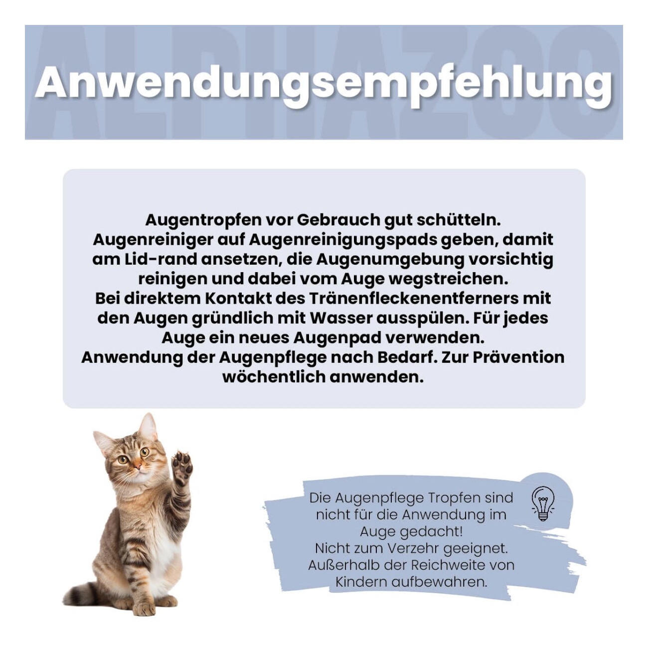 ALPHAZOO Durchblick Augenpflege für Katzen I Sanfter Augenreiniger