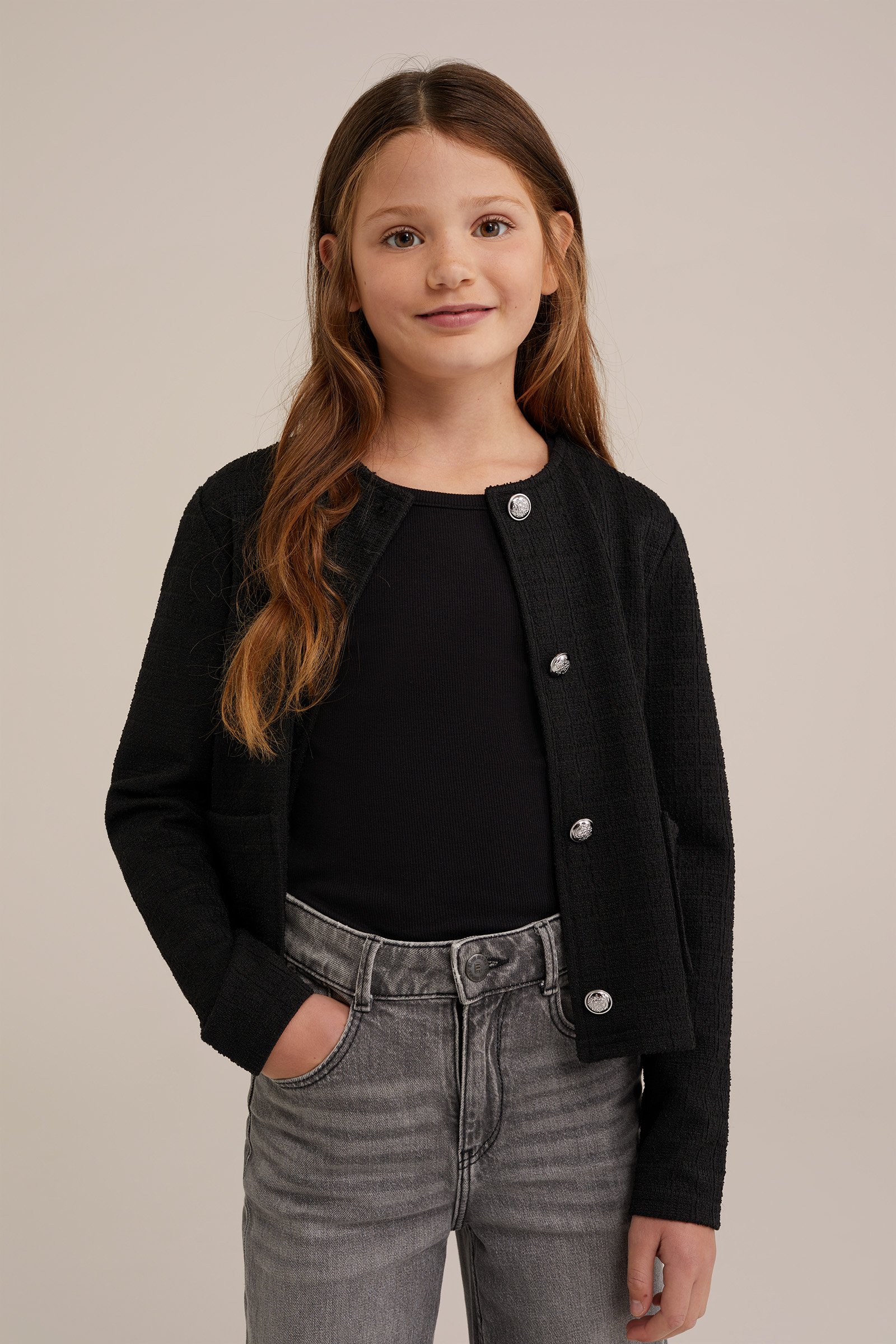 Meisjes singlet van ribstof WE Fashion Zwart