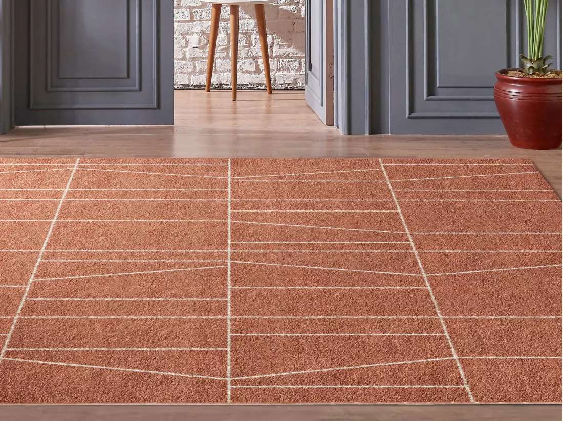 Tapis design géométrique - 160 x 230 cm - Terracotta - CASCADE