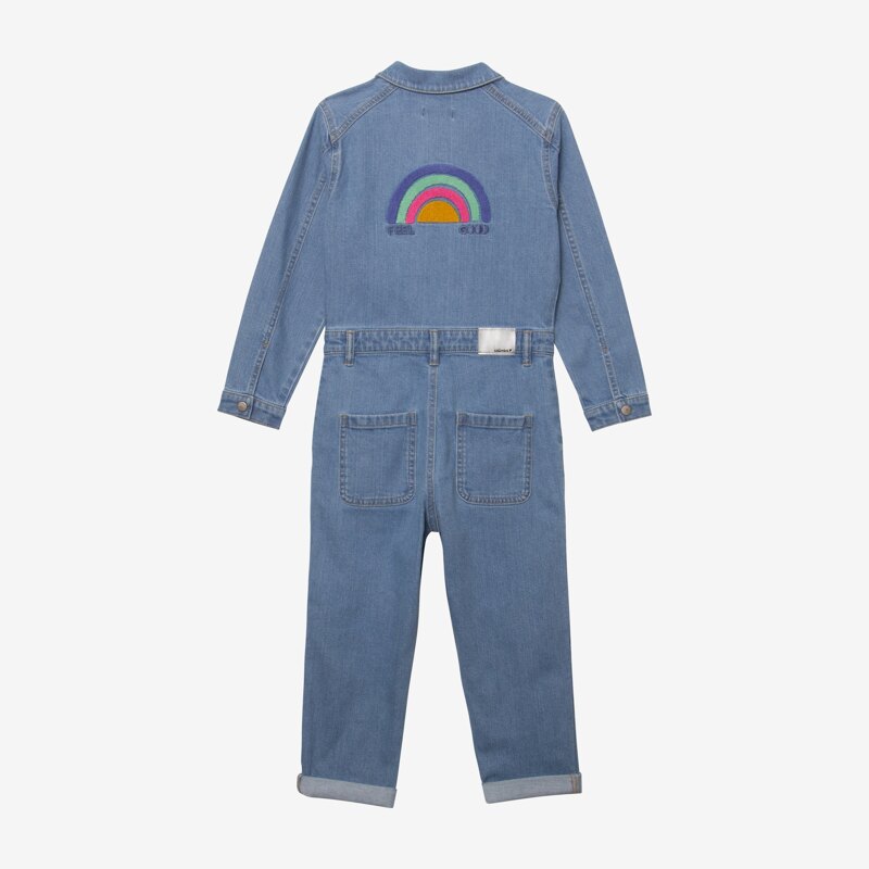 Combinaison jean fille brodée bleu Catimini Bleu
