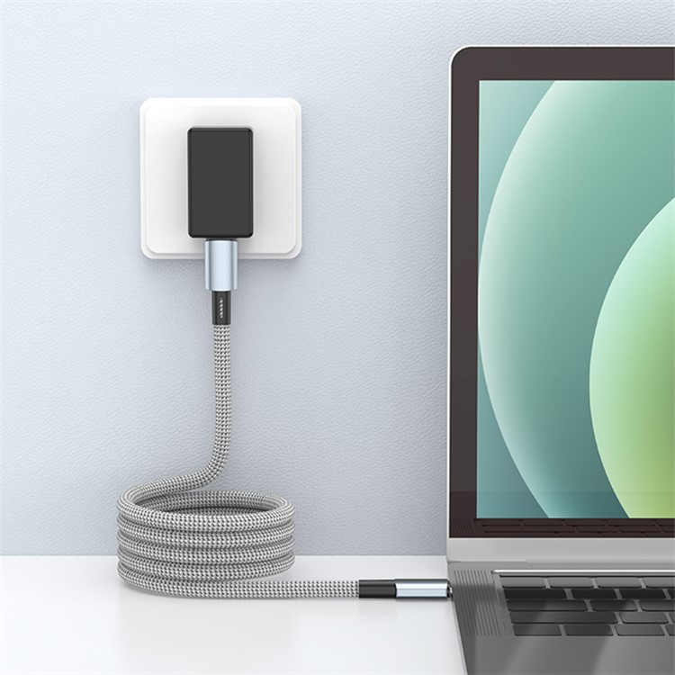 (1m) 18W USB A auf USB C Nylon Magnet Ladekabel Fast Charging Power Delivery Datenkabel  - Schwarz / Grau