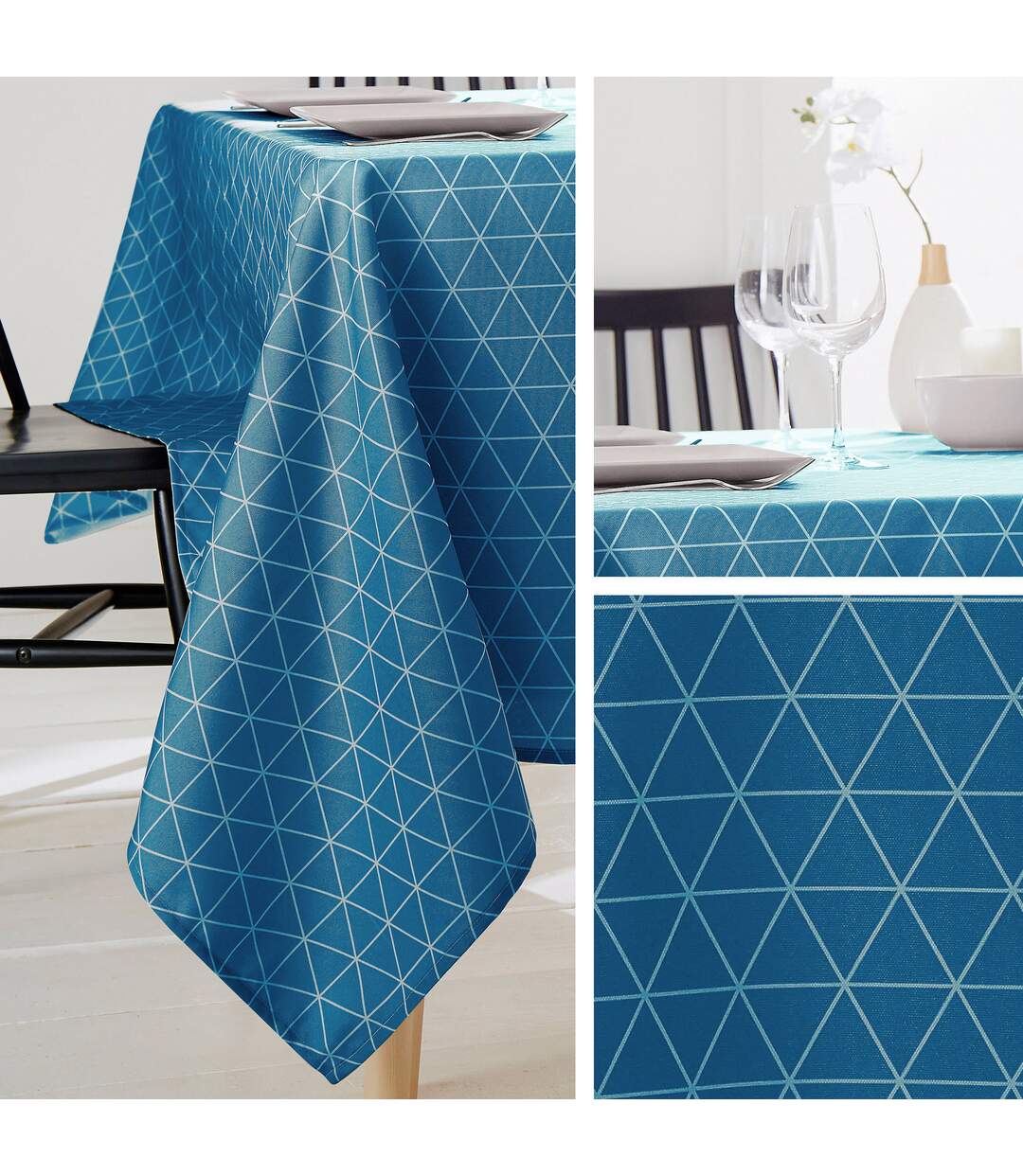 Nappe rectangle 150x350 cm imprimée 100% polyester PACO géométrique vert thym