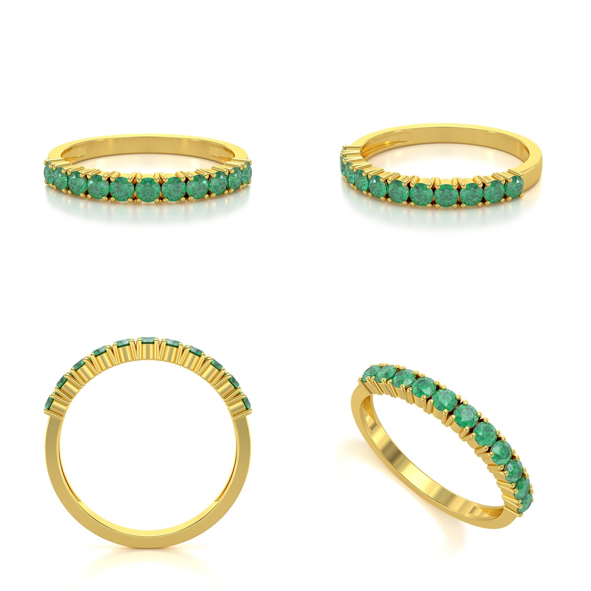 Bague ADEN Or 585 Jaune Emeraude 1.64grs
