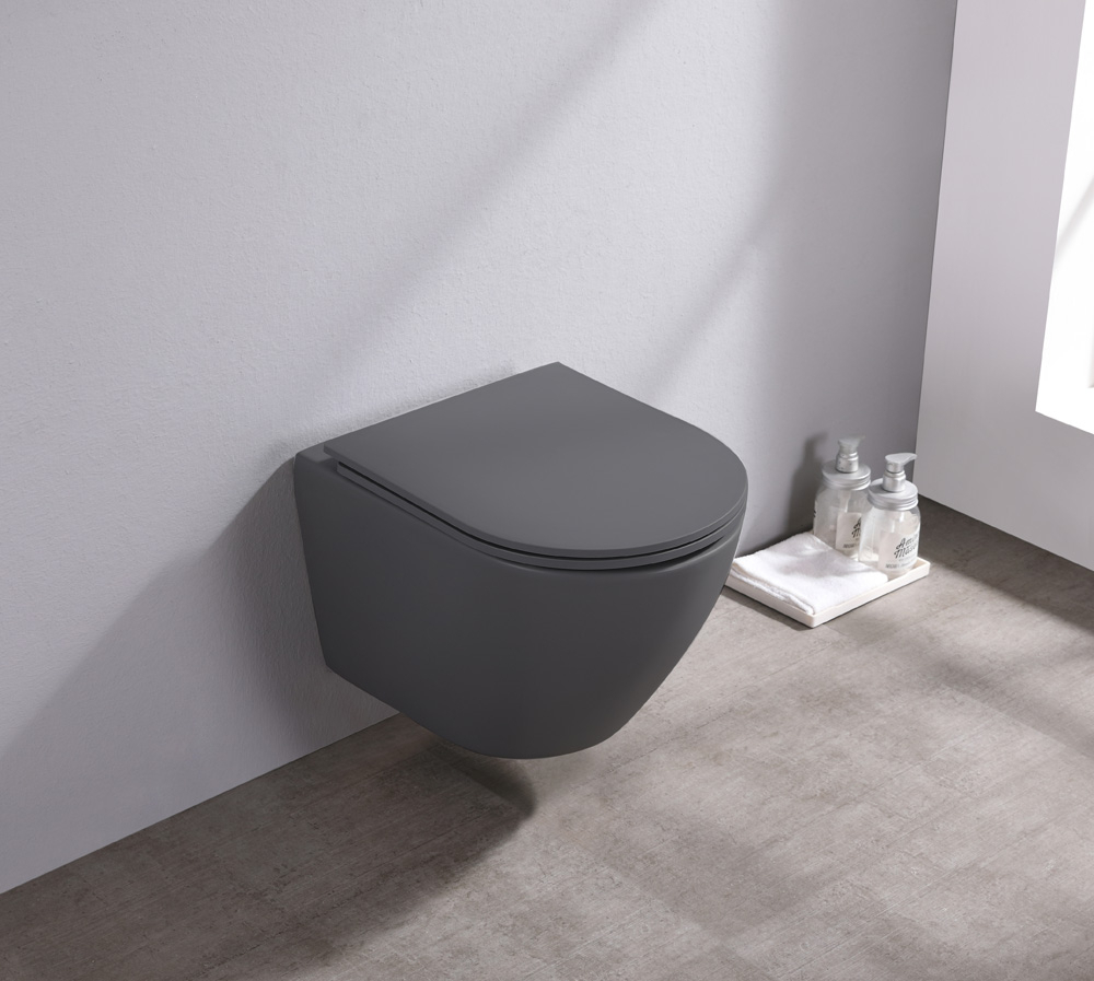 Geberit UP100 toiletset met Saniclear Itsie mat antraciete toiletpot randloos met softclose zitting