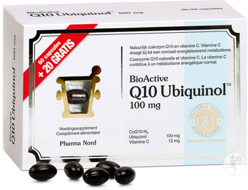 Pharma Nord BioActive Q10 100mg Ubiquinol Énergie 60 + 20 Capsules Gratuites