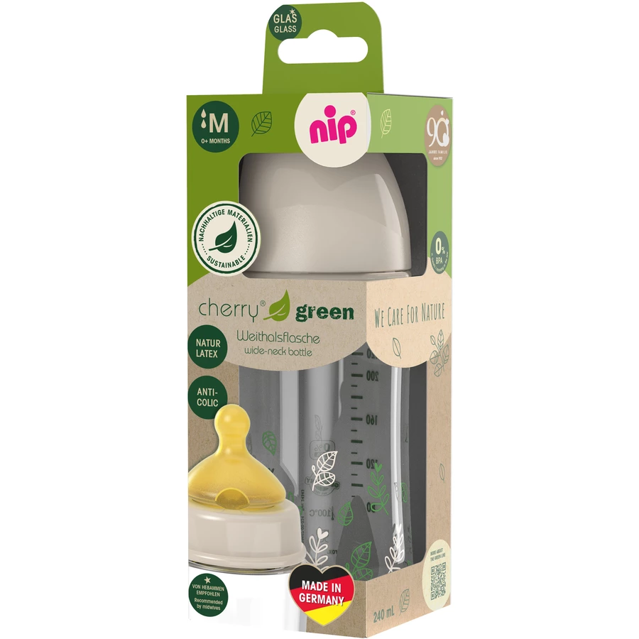 nip® Weithalsflasche cherry green Girl, 240 ml aus Glas