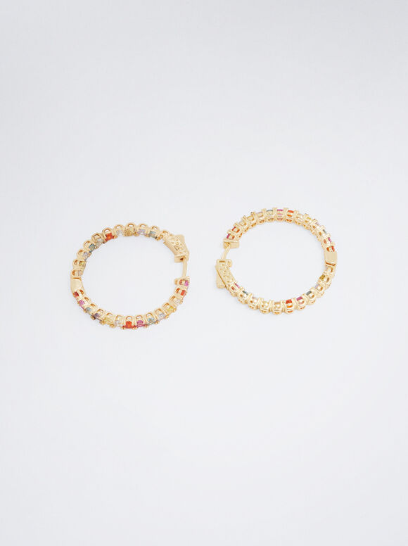 Brincos de argola com zircônias - Multicoloridos