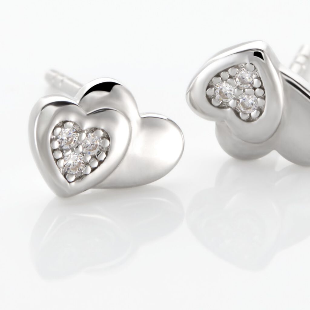 Boucles D'oreilles Puces Argent Blanc Dounyo Oxydes De Zirconium