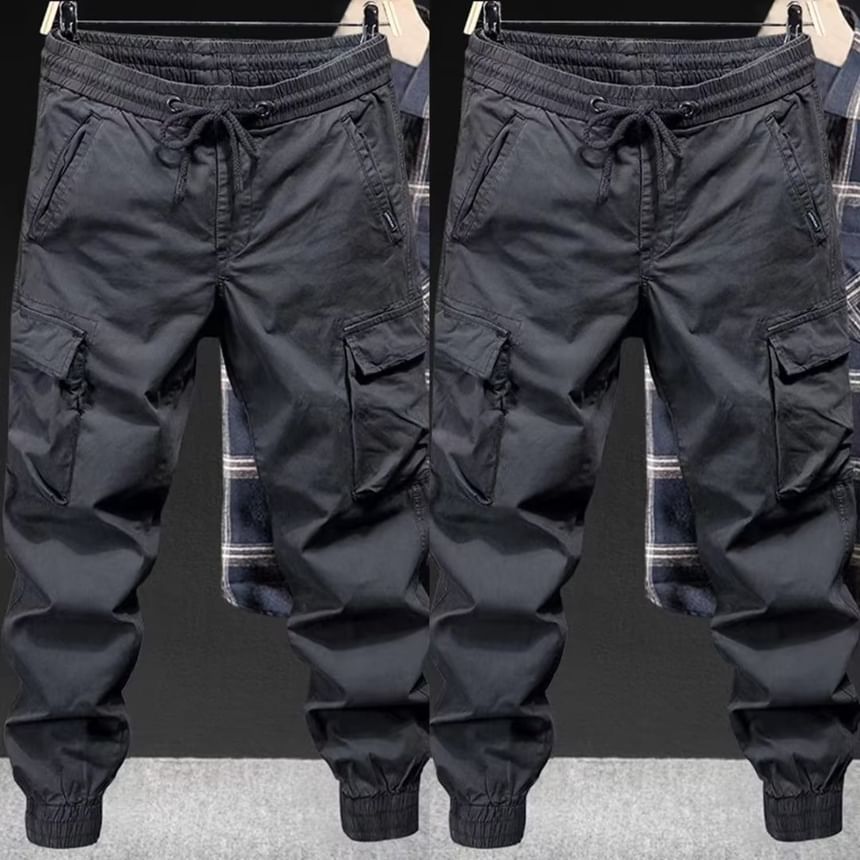 Lingaris - Effen cropped harem cargobroek met trekkoordtaille