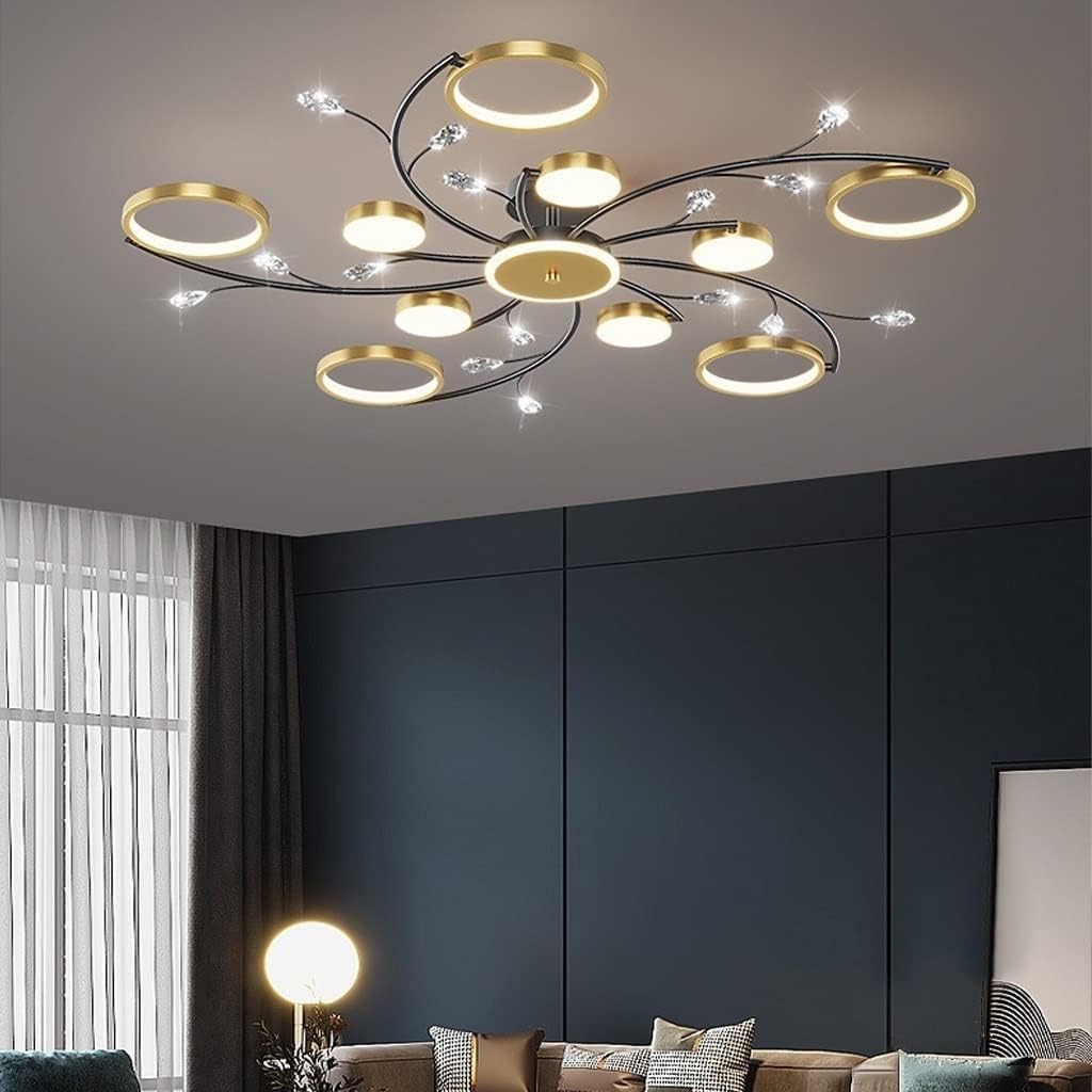 LED Kristall Deckenleuchte Mit Fernbedienung Dimmbar Deckenlampe Modern Aluminium Acryl Lampenschirm Creative Runden Deckenlicht Für Schlafzimmer Büro Hotel Küche Innendeckenleuchte(10+1 HEADS)