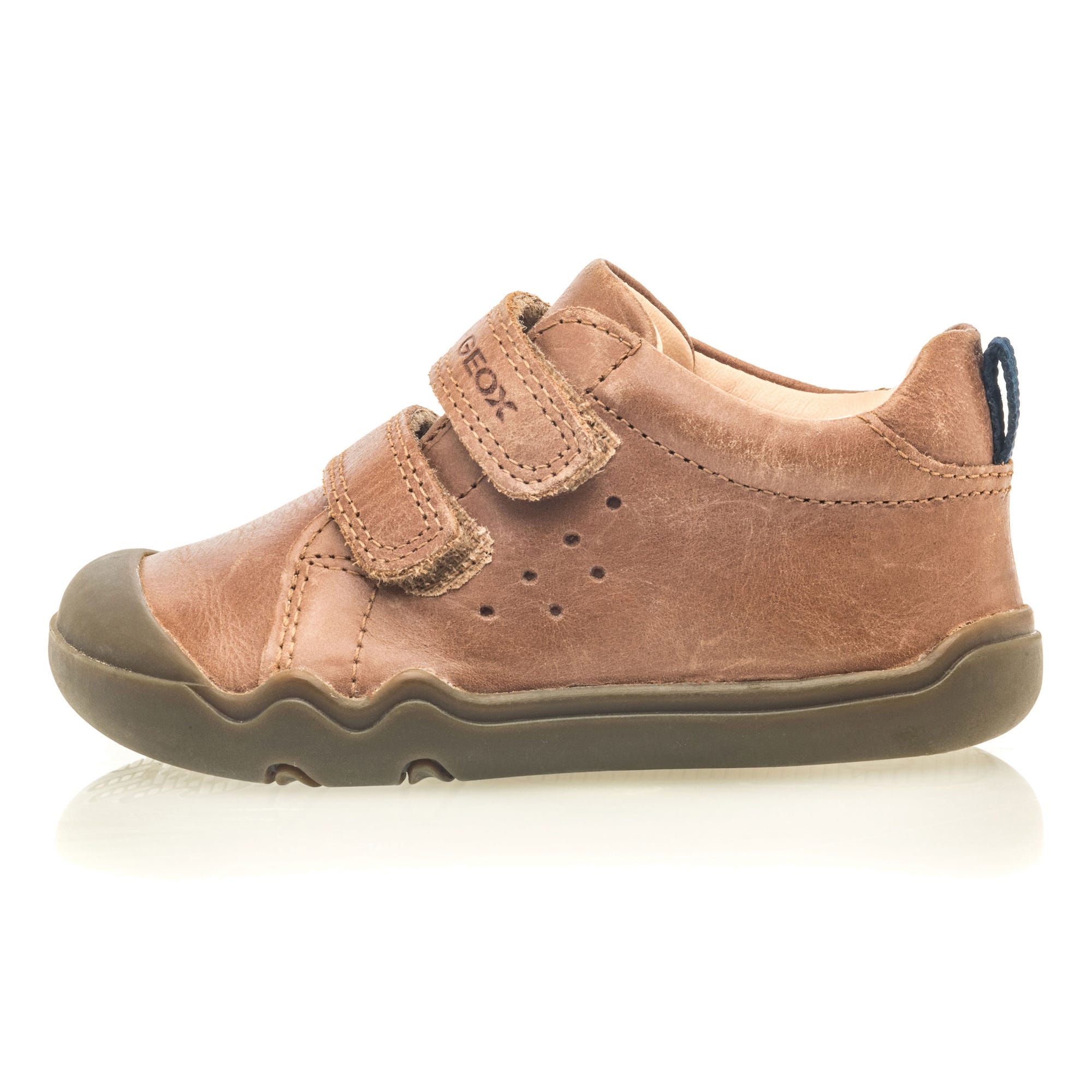 Baskets hautes Bébé garçon en cuir cognac