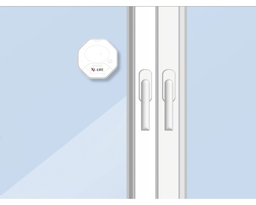 Glasbreukmelder, alarm 95 dB, wit, BxHxD 80x80x8 mm, op batterijen, X4-Life