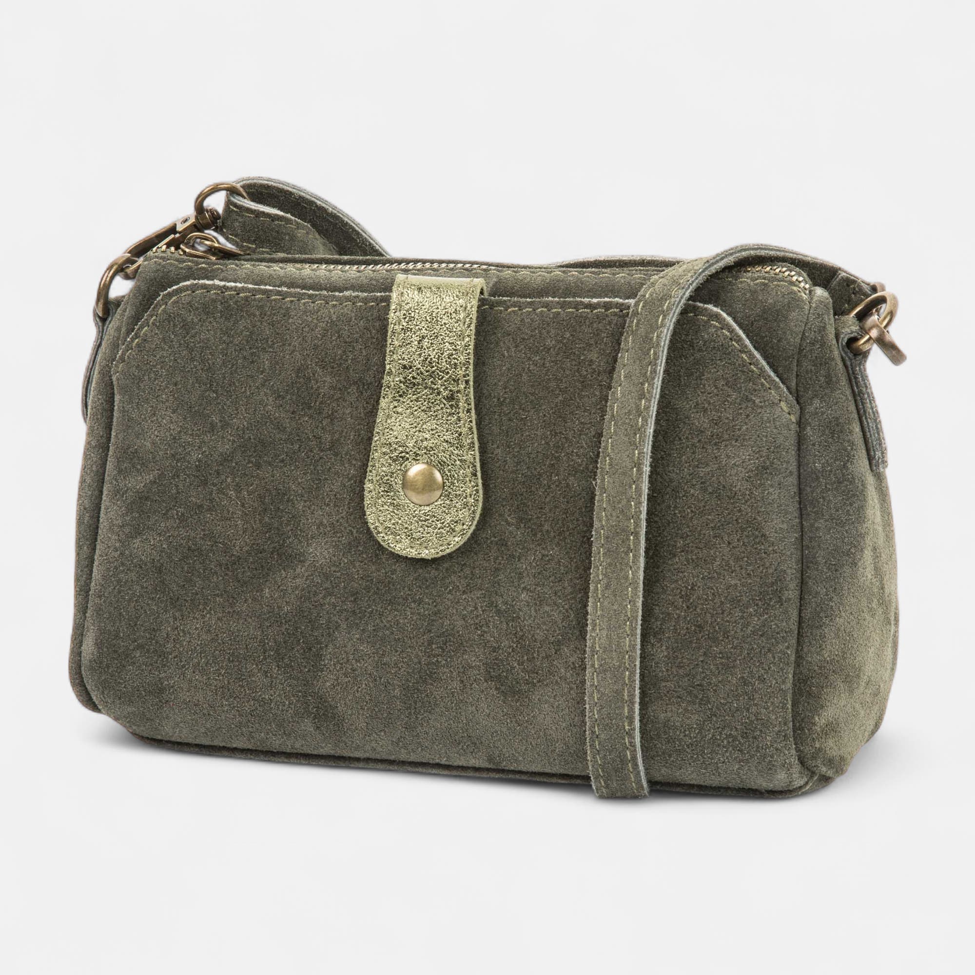 Sac bandoulière en cuir kaki