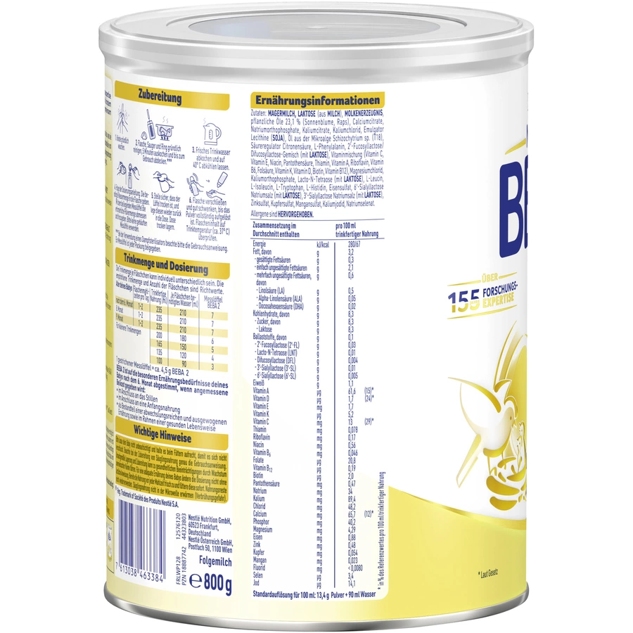 Nestlé BEBA 2 Folgemilch 6 x 800 g nach dem 6. Monat