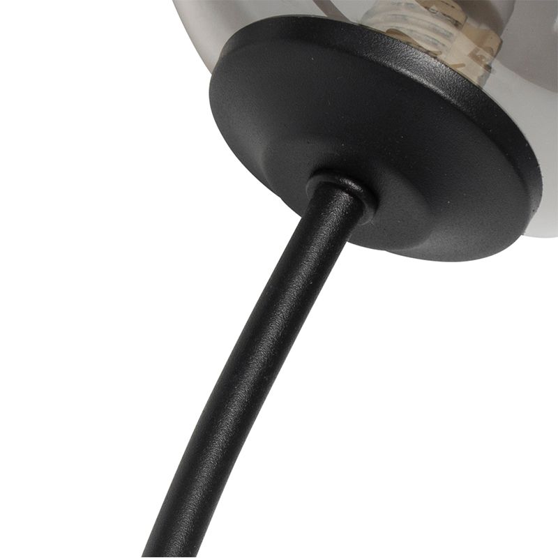 Moderne wandlamp zwart 2-lichts met smoke glas - Athens