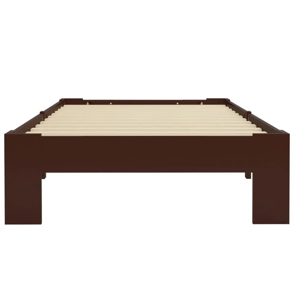 vidaXL - Bed frame - Donkerbruin - Massief grenenhout - 90x200 cm
