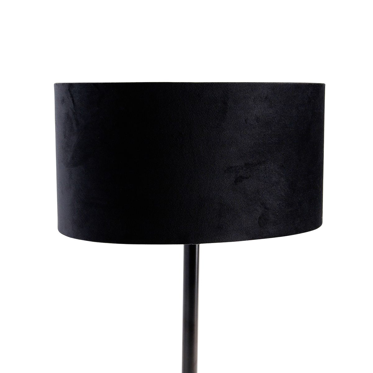 Tafellamp zwart met ovale velours kap zwart 35cm - Simplo