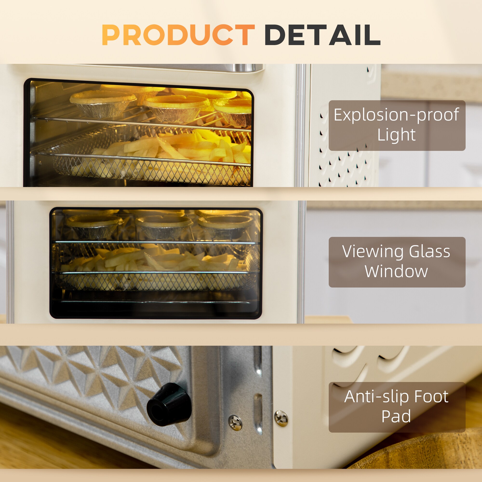 HOMCOM Minibackofen mit Backblech weiß 36L x 37,7B x 34,5H cm