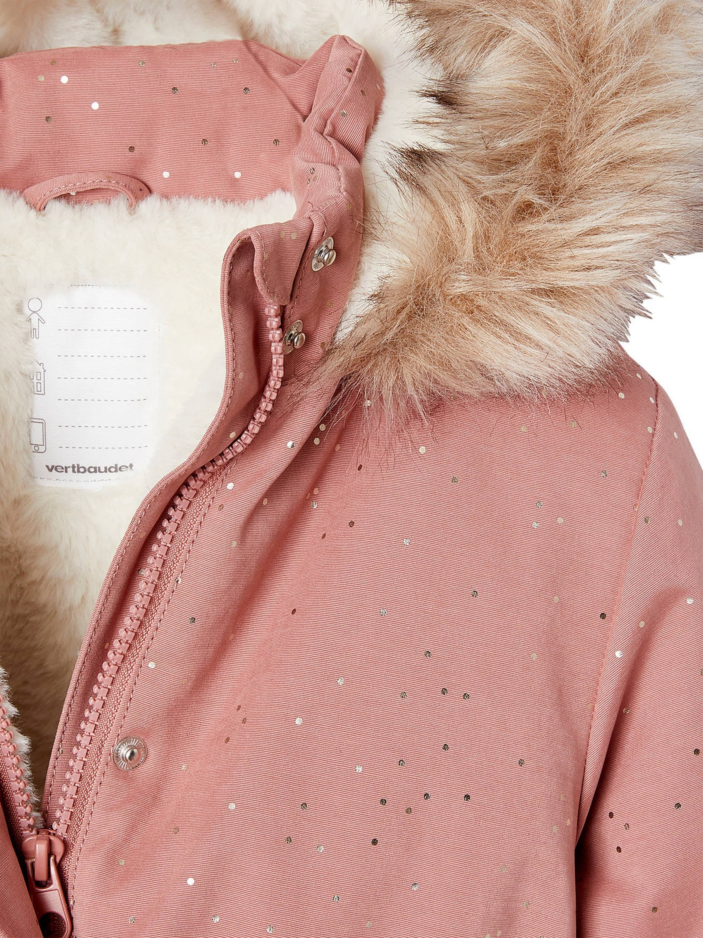 Vertbaudet Warme Mädchen Winterjacke mit Glitzer und Webpelz, Recycling-Wattierung blush