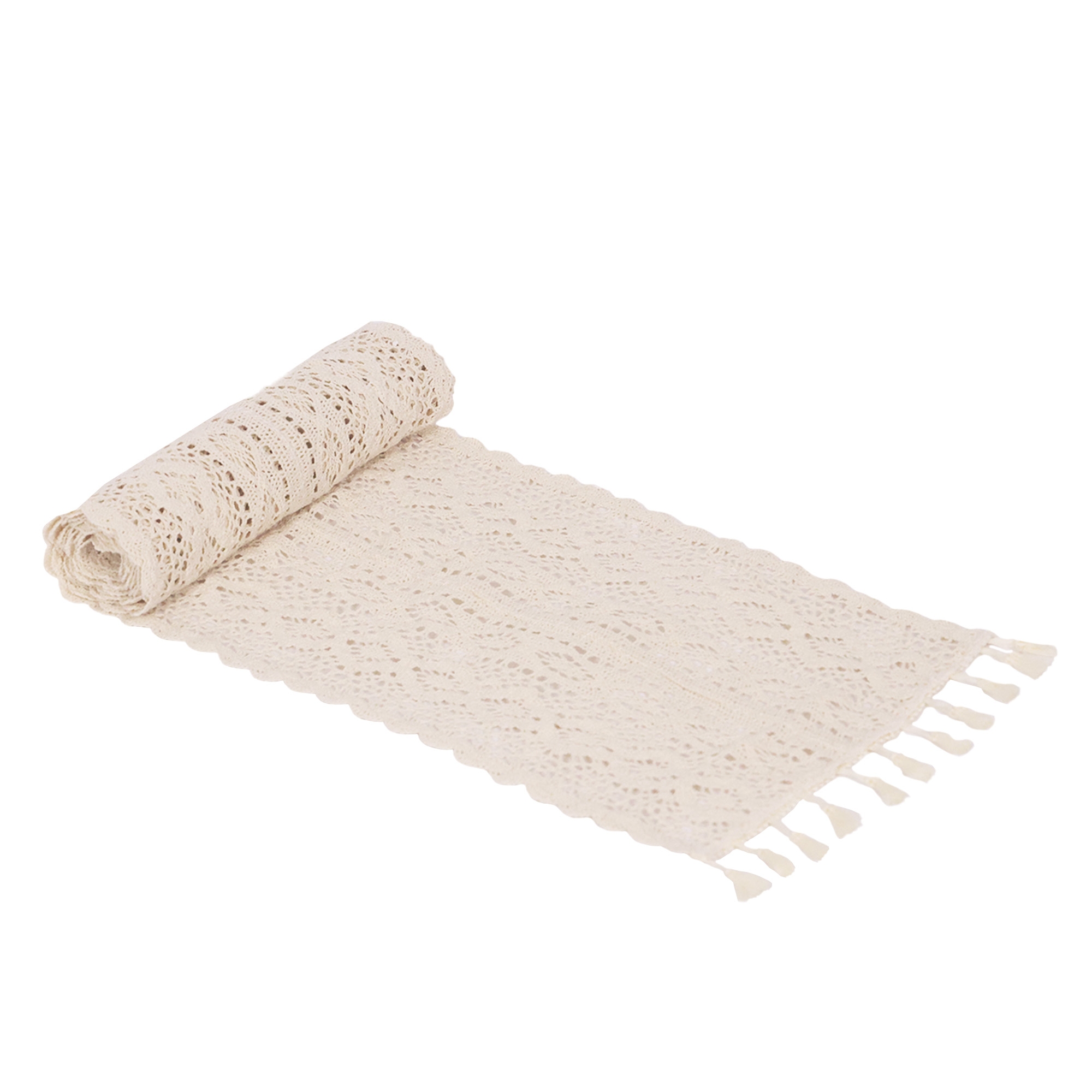 Tischläufer Makramee 240 x 24 cm beige