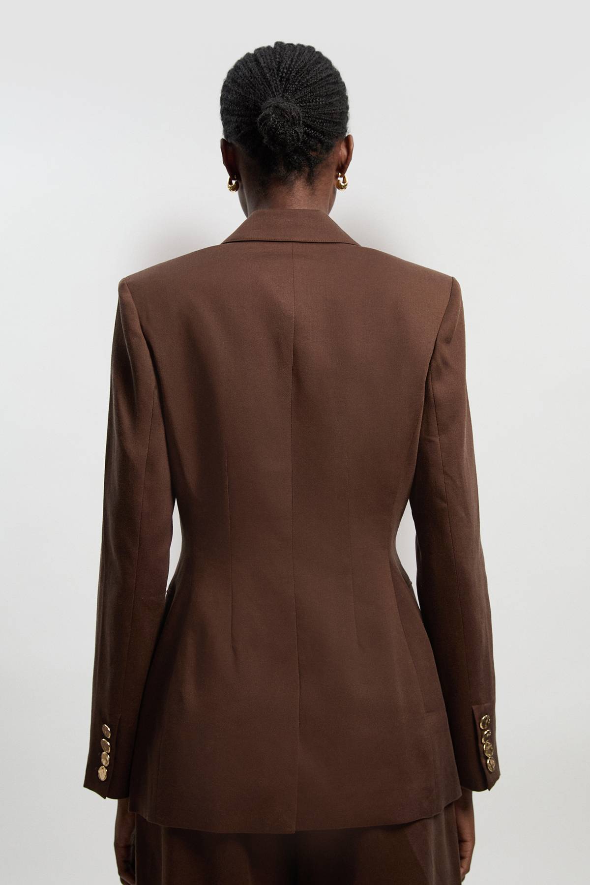 KarenMillen Blazer Ajusté en Lin à Simple Boutonnage