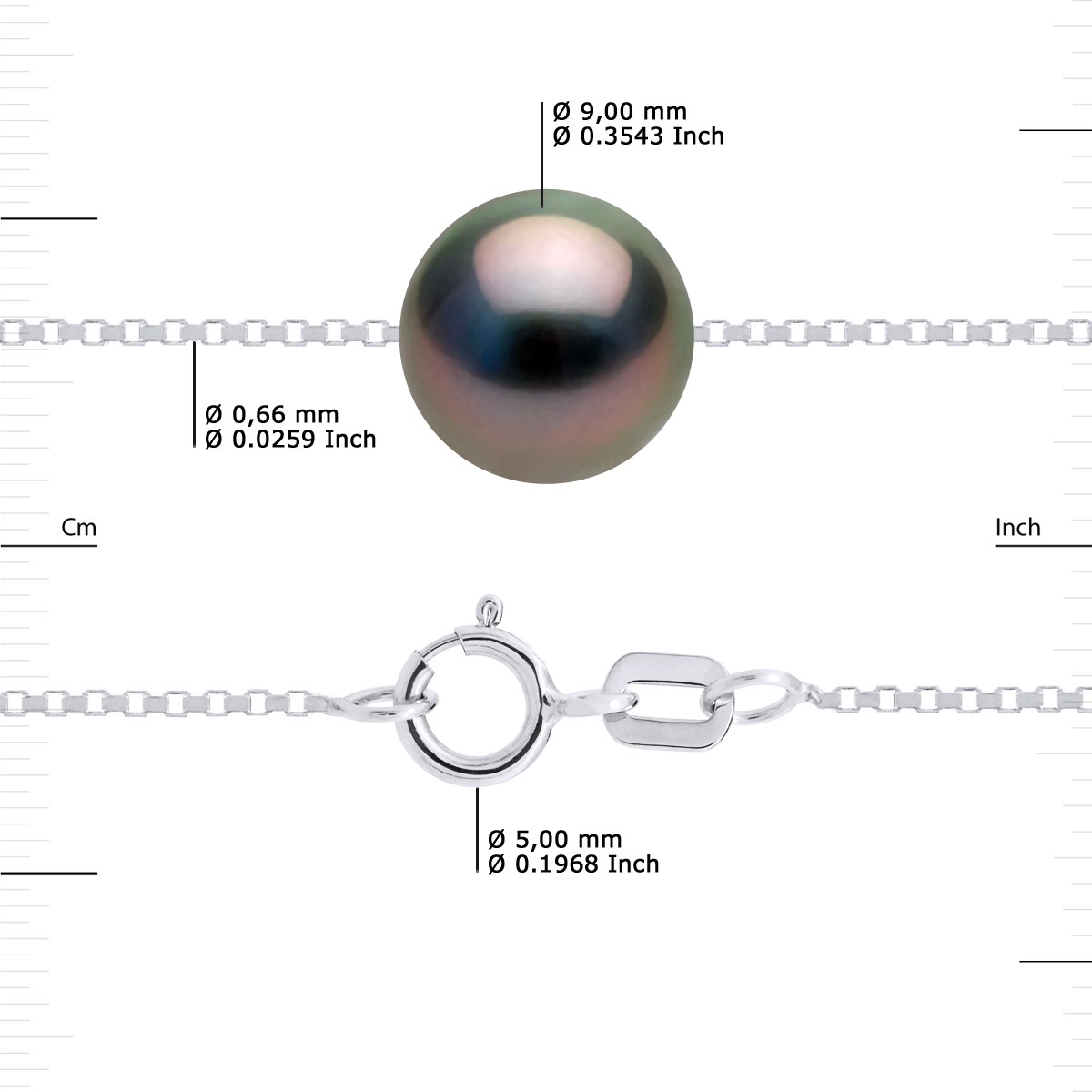 Bracelet Chaîne Perle de Tahiti Ronde 8-9 mm Argent 925