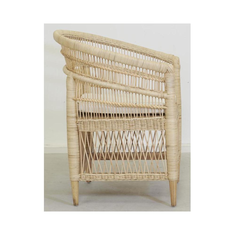 Fauteuil malawi en rotin naturel + coussin