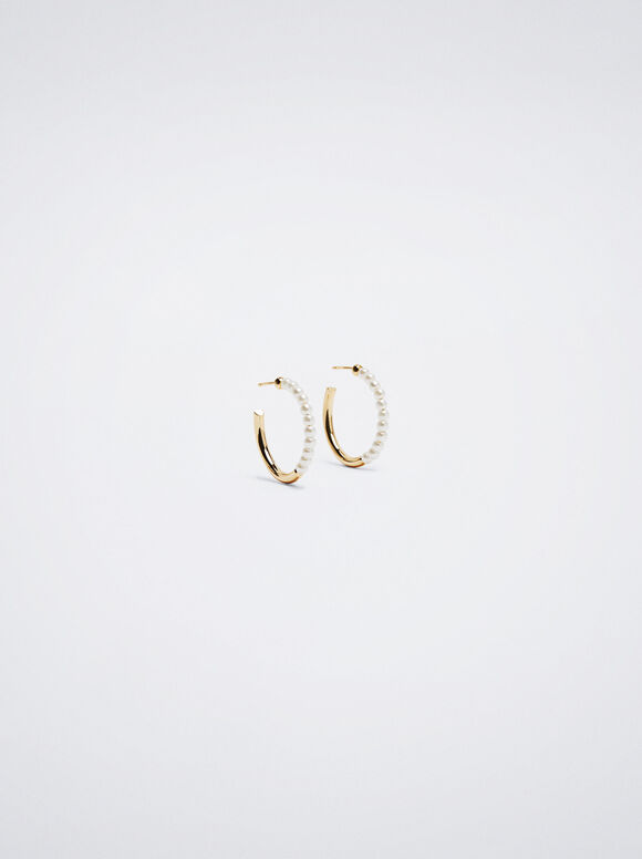 Anéis de ouro com pérolas - Dourado
