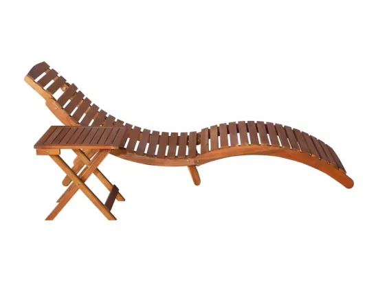Chaise longue de jardin avec table et coussin Bois d'acacia