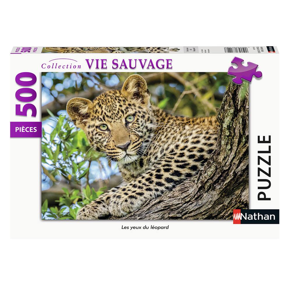 PUZZLE NATHAN 500 PIECES LES YEUX DU LÉOPARD
