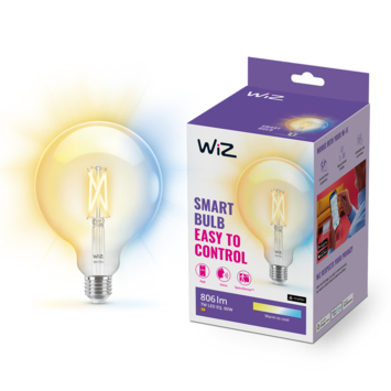WiZ Connected LED globe E27 60W filament helder koel tot warmwit licht dimbaar