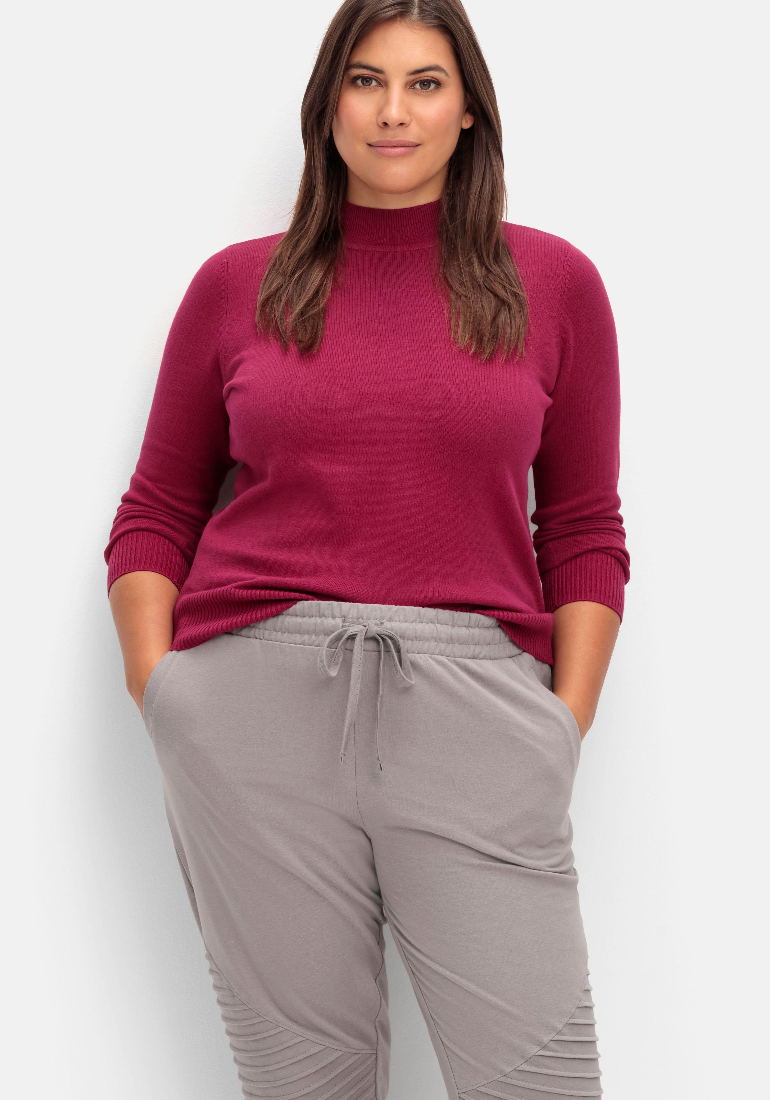 Pullover aus Feinstrick, mit Stehkragen