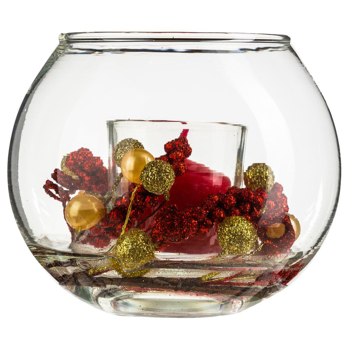 BOUGIE BOULE VERRE ET DECO 61G
