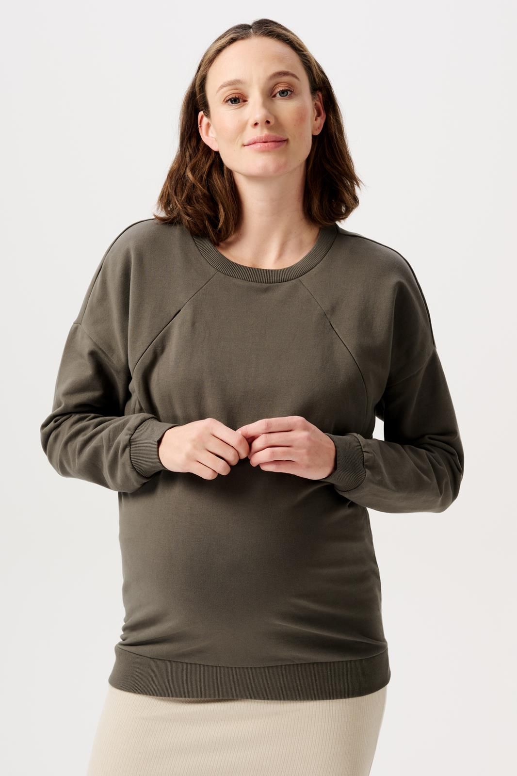 Noppies Maternity Trui met voedingsfunctie Lesy - Olive