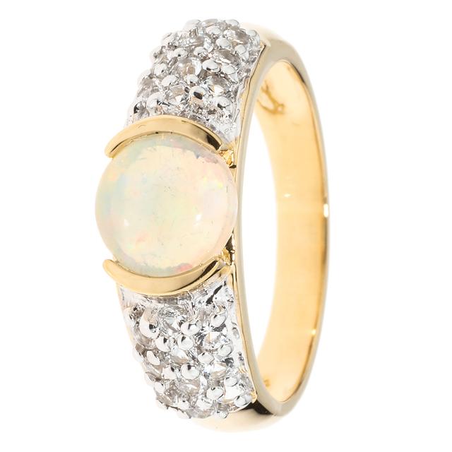 Cocktail-Ring, Afrikanischer Opal, Weißtopas