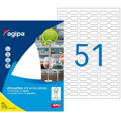 Apli Agipa - Etui A5 - 306 Étiquetttes bijouterie enlevables blanches - 45 x 8 mm - réf 100974