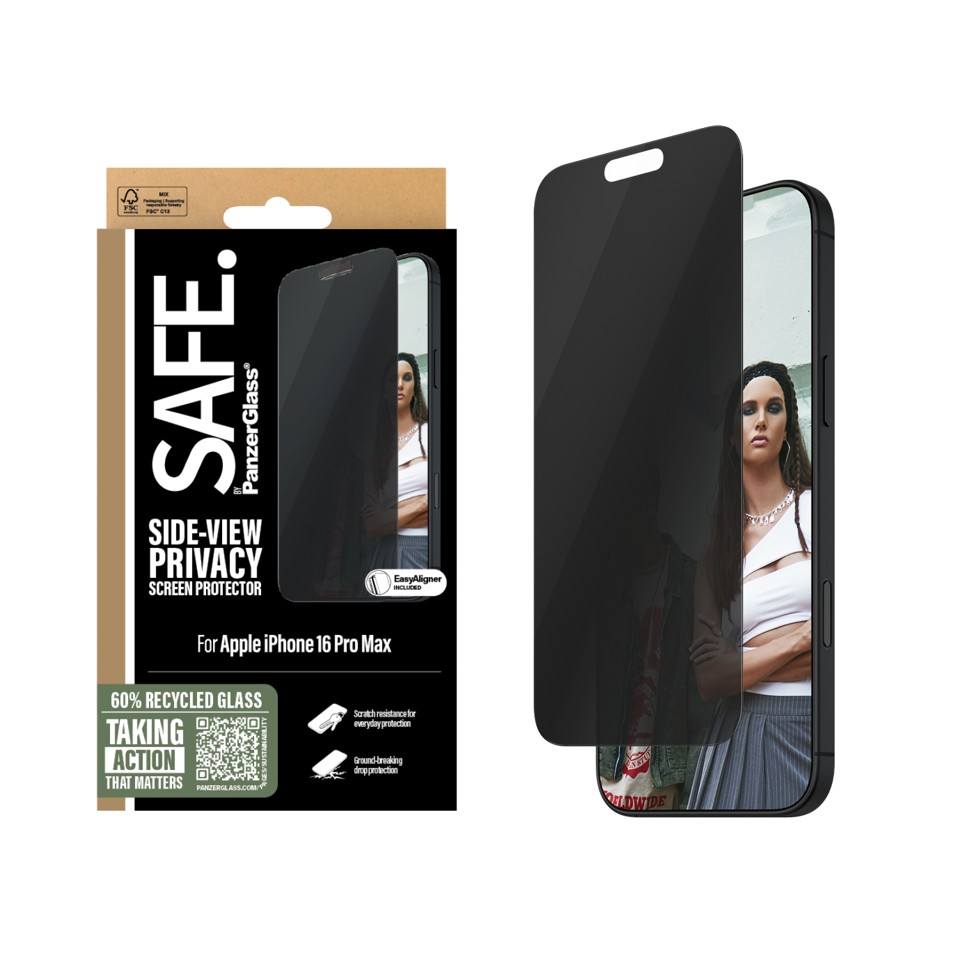 SAFE - PanzerGlass - Skærmbeskyttelse Privacy - iPhone 16 Pro Max - Ultra Wide Fit