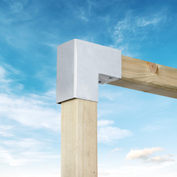 Paalverbinder voor pergola hoekstuk 2-kants 7x7 cm gegalvaniseerd