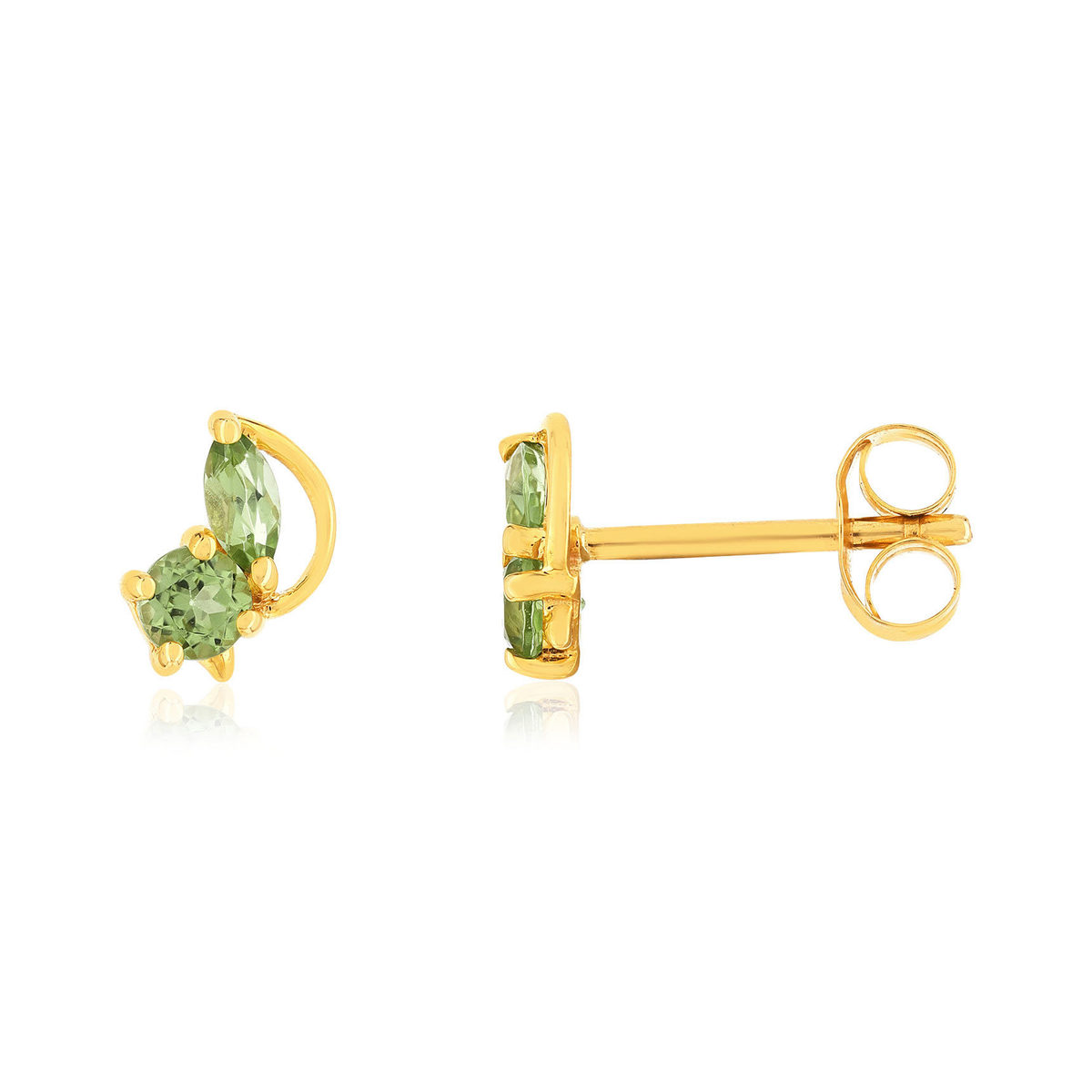 Boucles d'oreilles or 375 jaune péridots