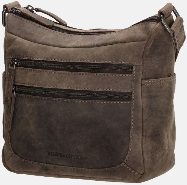 Hide & Stitches - Idaho - Schoudertas - Zwart - Hunter Leer