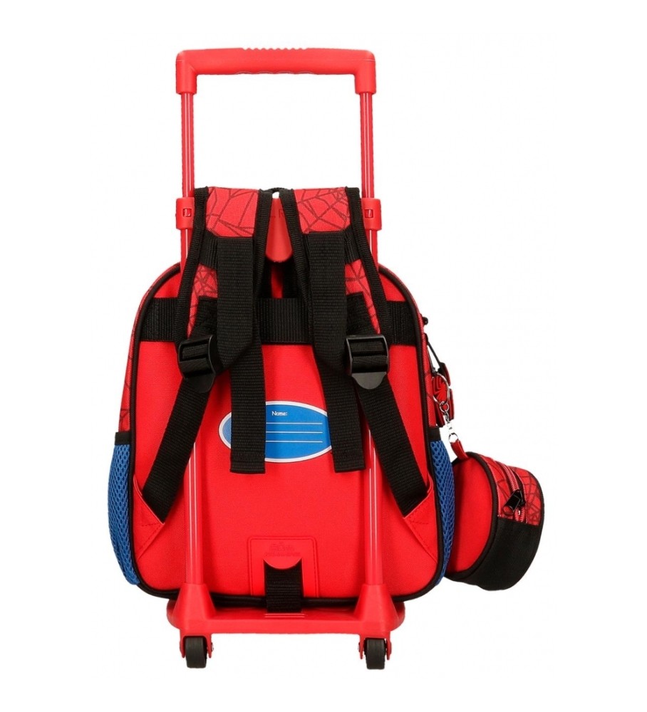 Mochila pré-escolar protetora Joumma Bags do Homem-Aranha com rodas vermelhas.