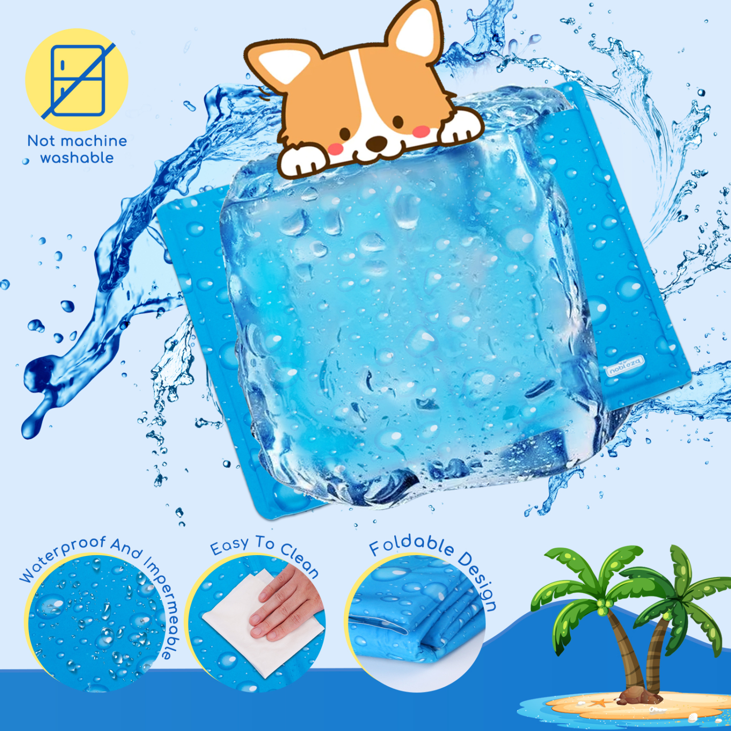 Tapete Refrescante Nobleza para Cães e Gatos, Cama Refrescante para Animais de Estimação 50*65cm, Cobertor Refrescante para Cães de Pequeno e Médio Porte, Tapete de Gel Atóxico Ativado por Pressão, M